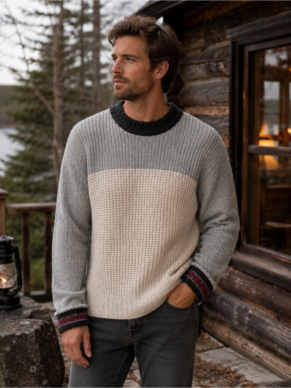 Anthropologie Scotch and Soda Mens COLOURBLOCK Knit Crewneck Sweater Sz S